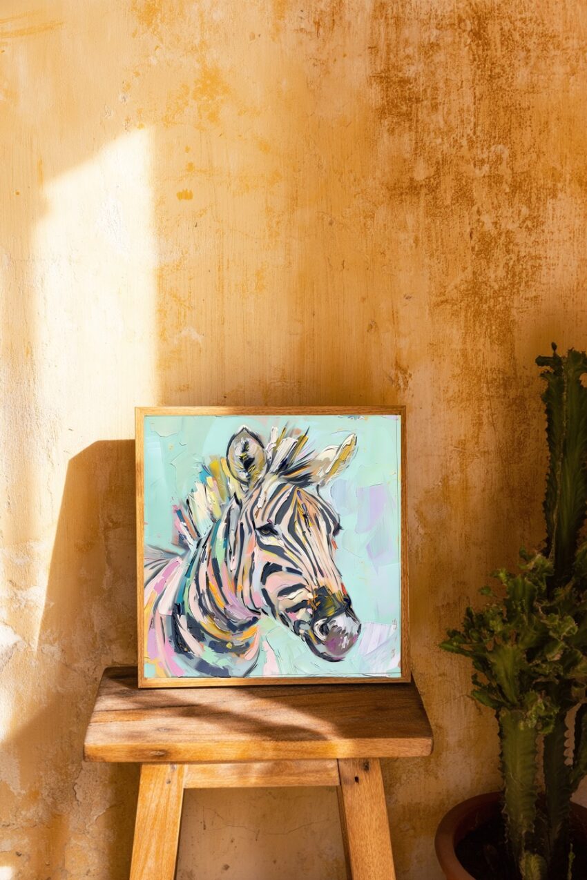 Malerei Poster Zebra bunt farbig lebendig