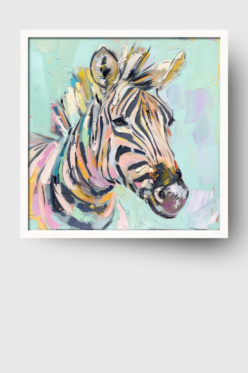 Malerei Poster Zebra bunt farbig lebendig