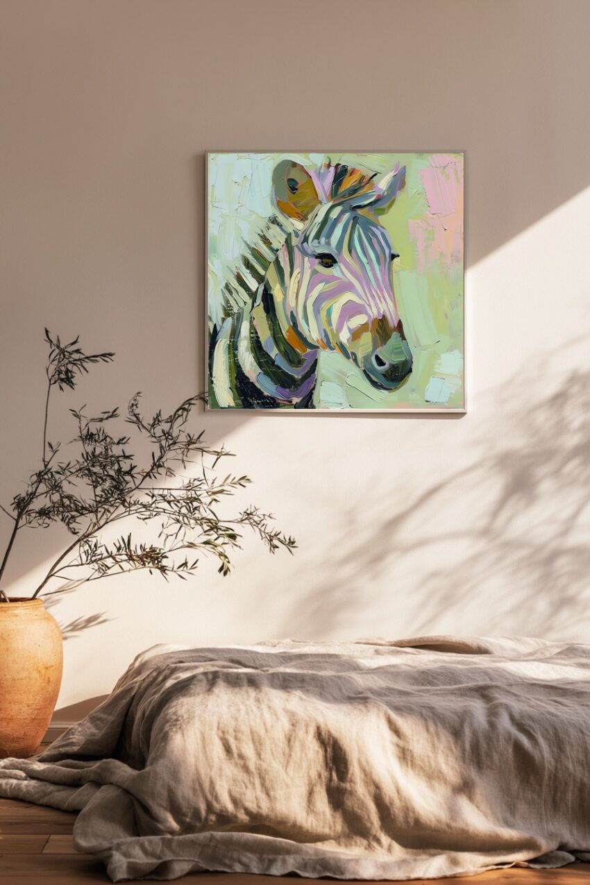 Digitale Kunst Poster Zebra bunt farbenfroh Porträt