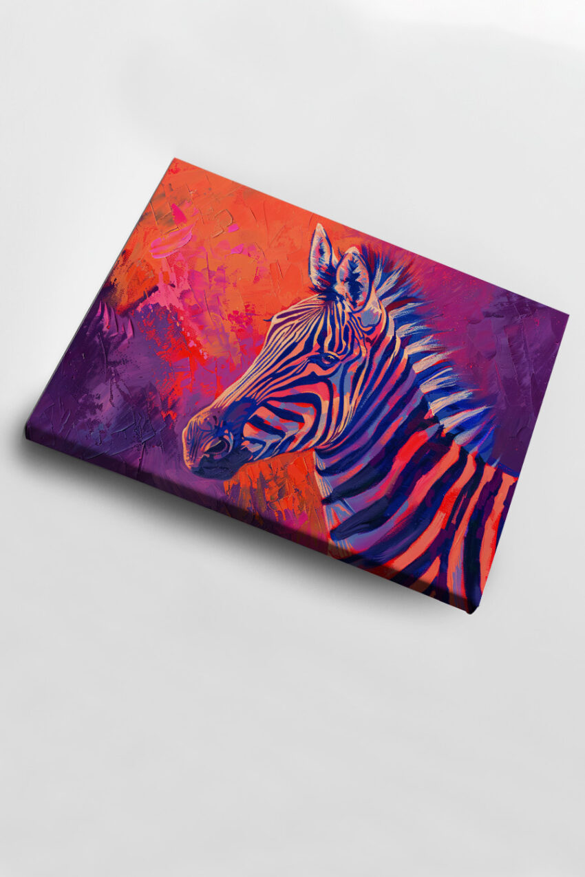 Digitale Kunst Poster Zebra leuchtend bunt orange violett