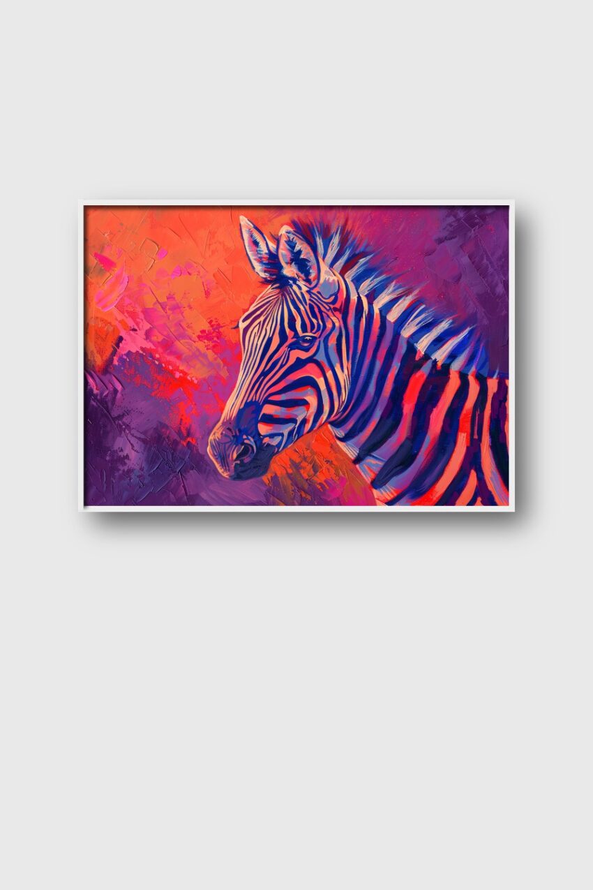 Digitale Kunst Poster Zebra leuchtend bunt orange violett