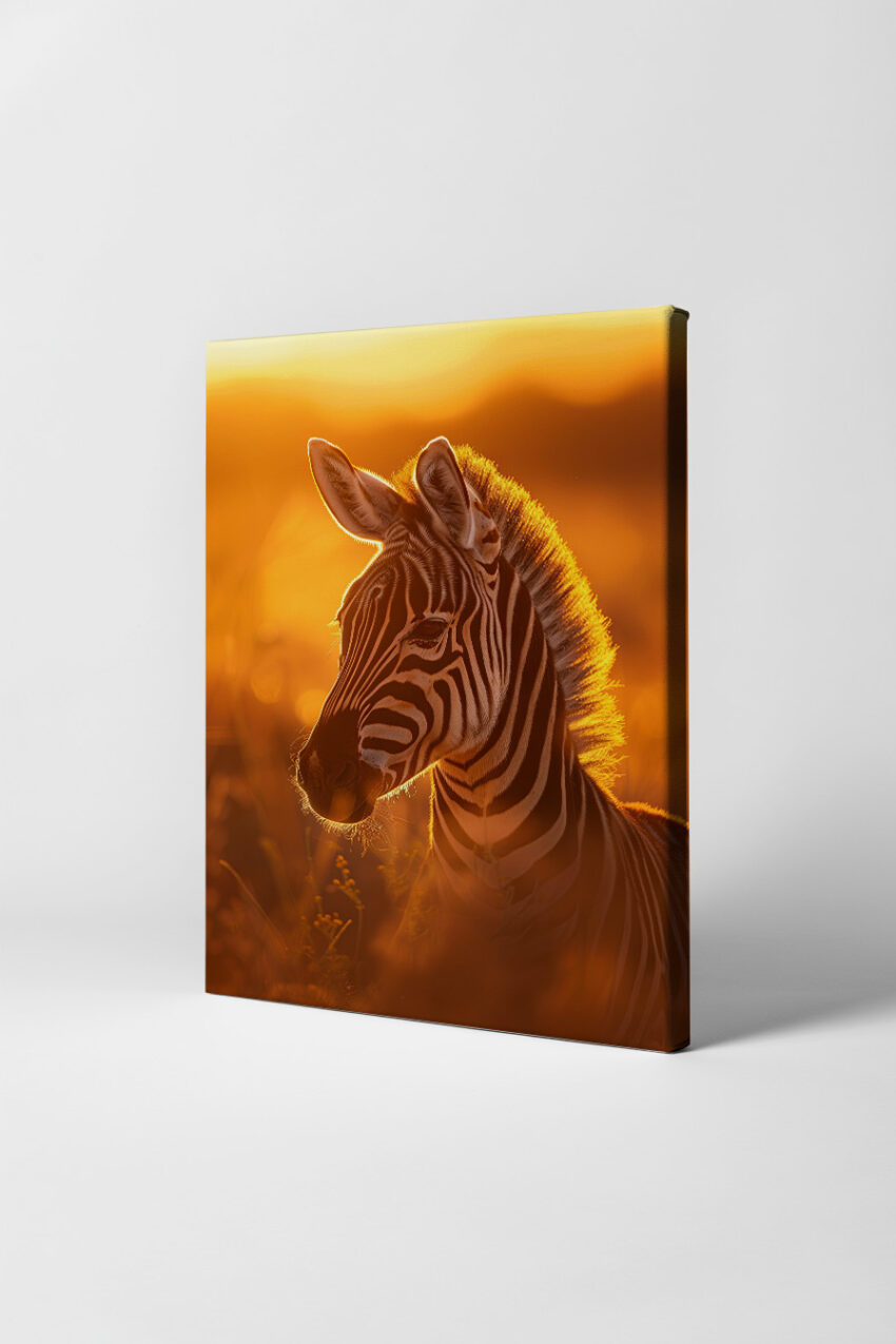 Fotografie Poster Zebra Kopf Licht am Morgen warm