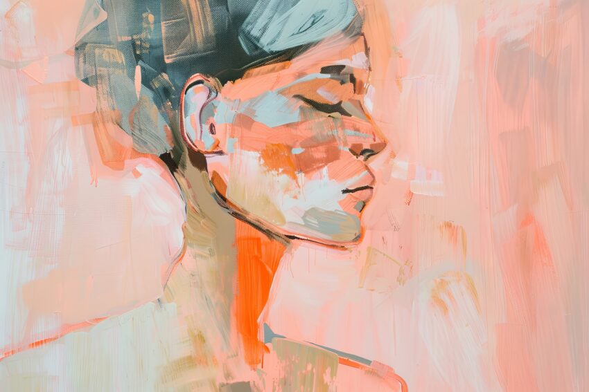 Digitale Kunst Poster Frau Portrait abstrakt orange