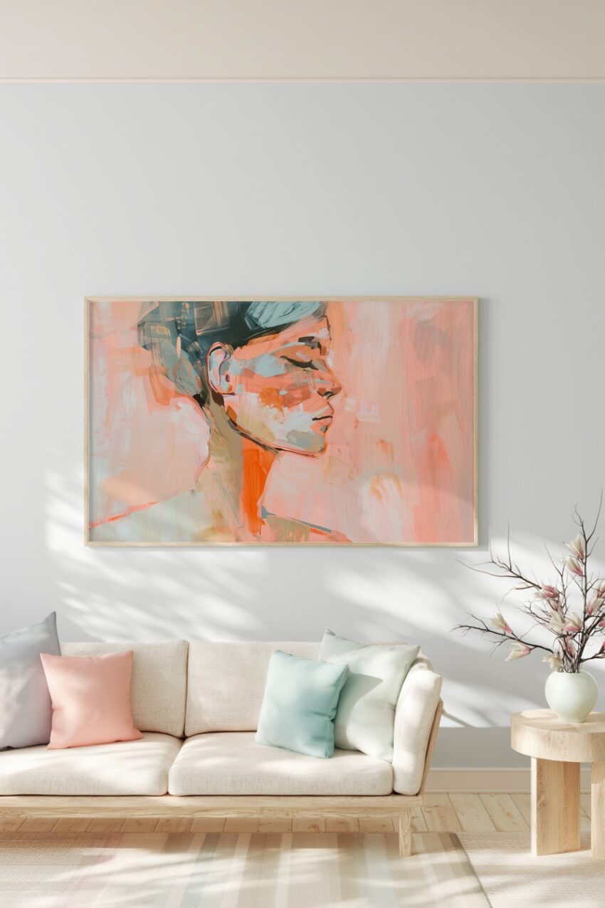 Digitale Kunst Poster Frau Portrait abstrakt orange