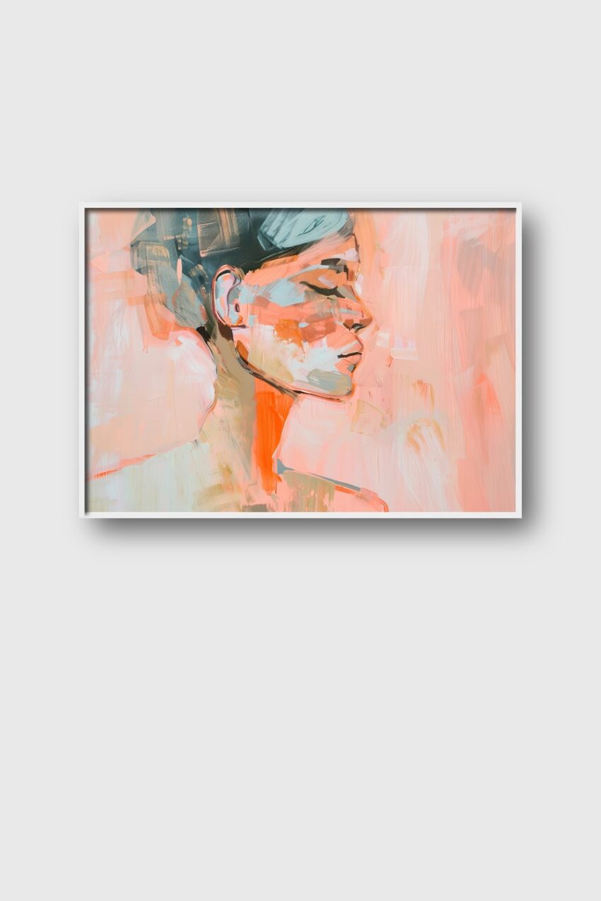 Digitale Kunst Poster Frau Portrait abstrakt orange