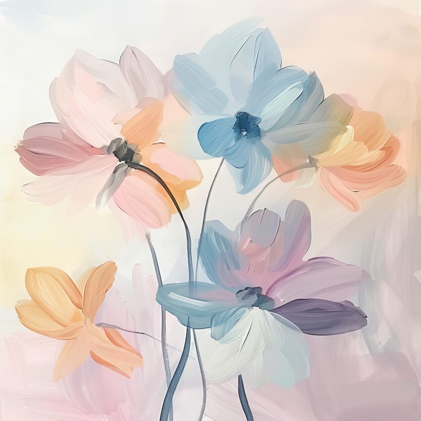 Digitale Kunst Poster Blumenpastell sanft zerfließend