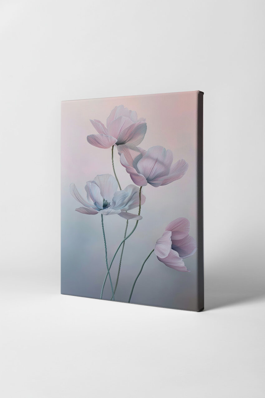 Illustration Poster Mohnblumen zart pastellfarben fein