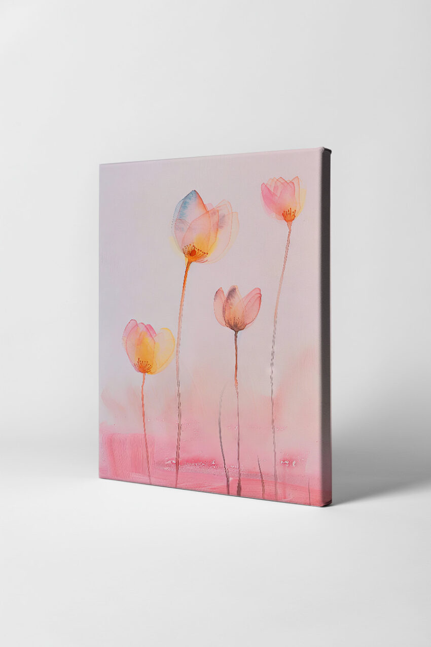 Illustration Poster Blumen transparent zart rosa orange