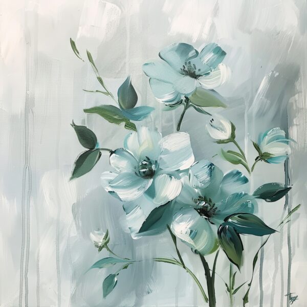 Blumenstrauß Hellblau Leinwandbild