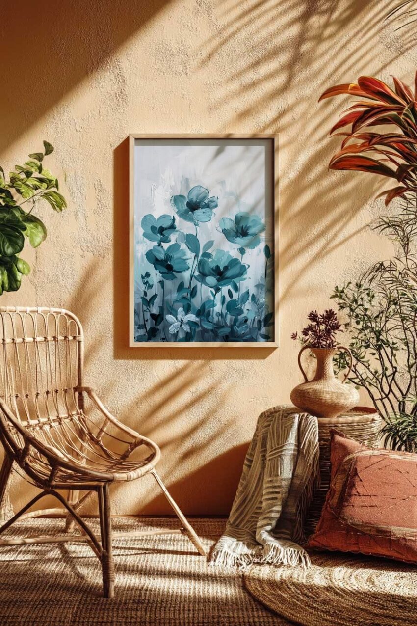 Malerei Poster Blumen blau florales Motiv