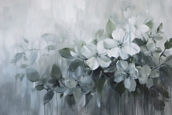 Weiße Blütenzweige Leinwandbild