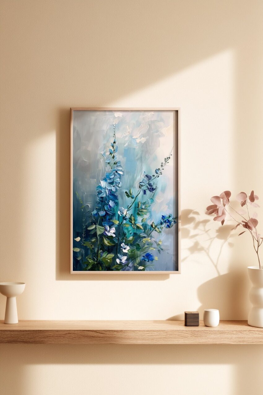 Malerei Poster Wicke blau grün minimalistisch