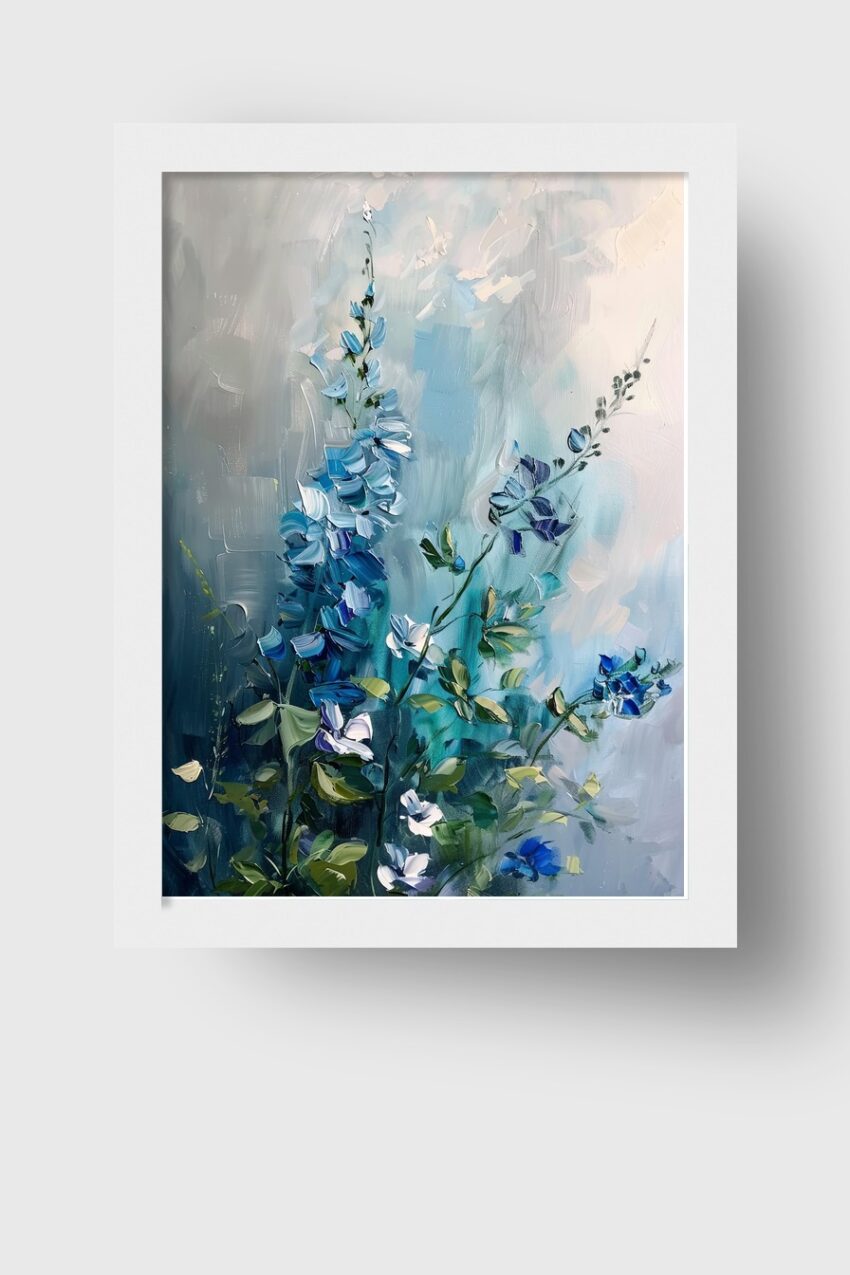 Malerei Poster Wicke blau grün minimalistisch