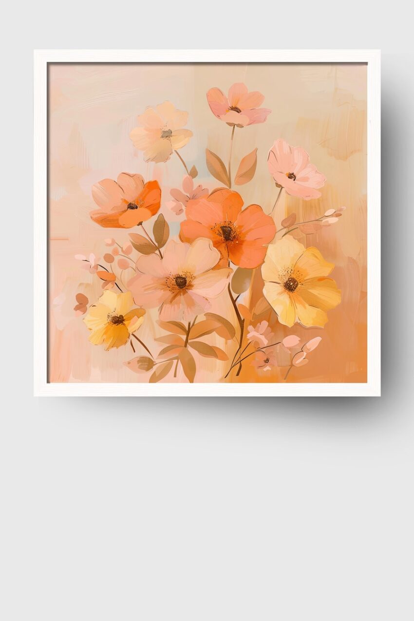 Digitale Kunst Poster Blumenstrauß gelb orange pastel