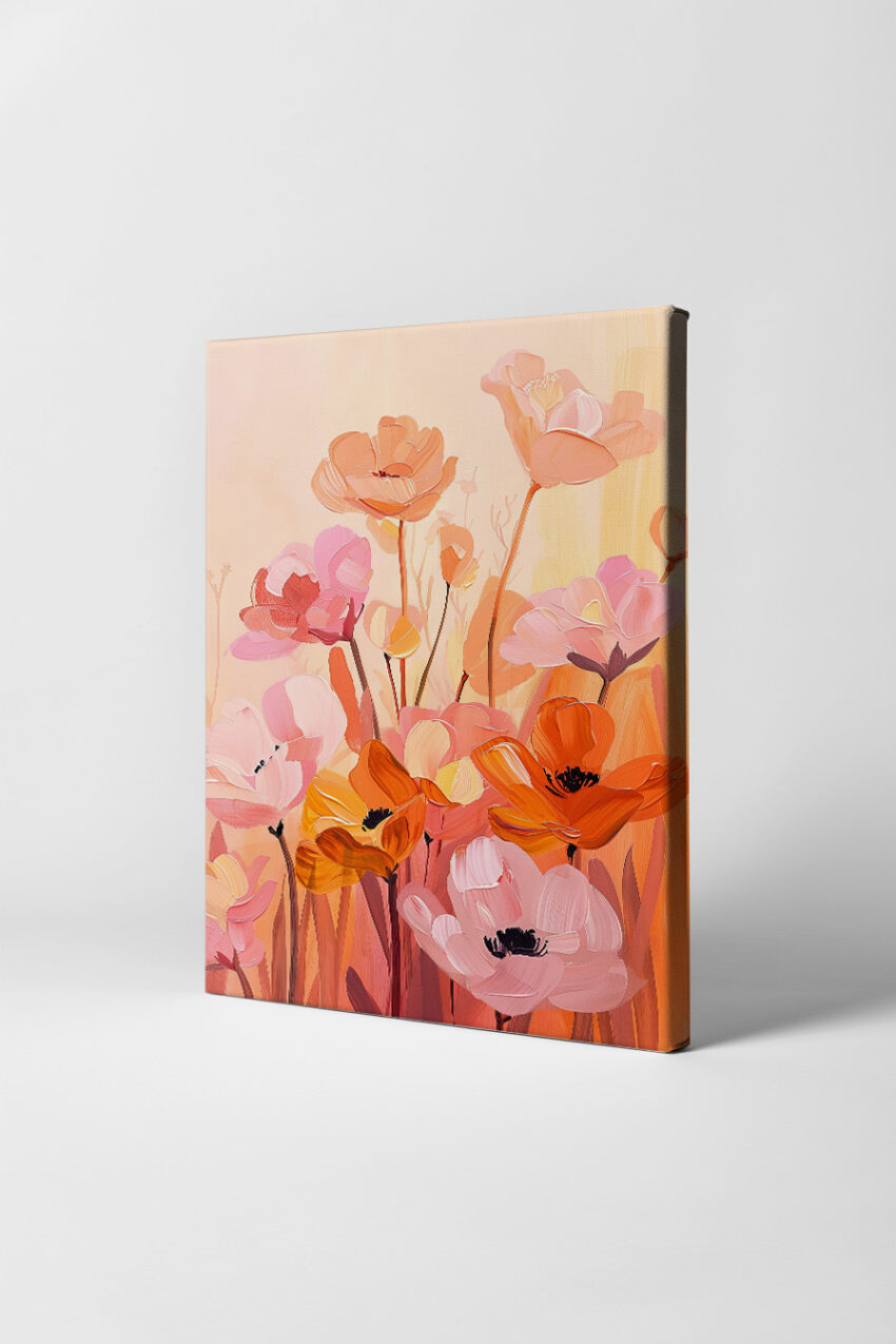Digitale Kunst Poster Mohnblumen Feld orange rosa