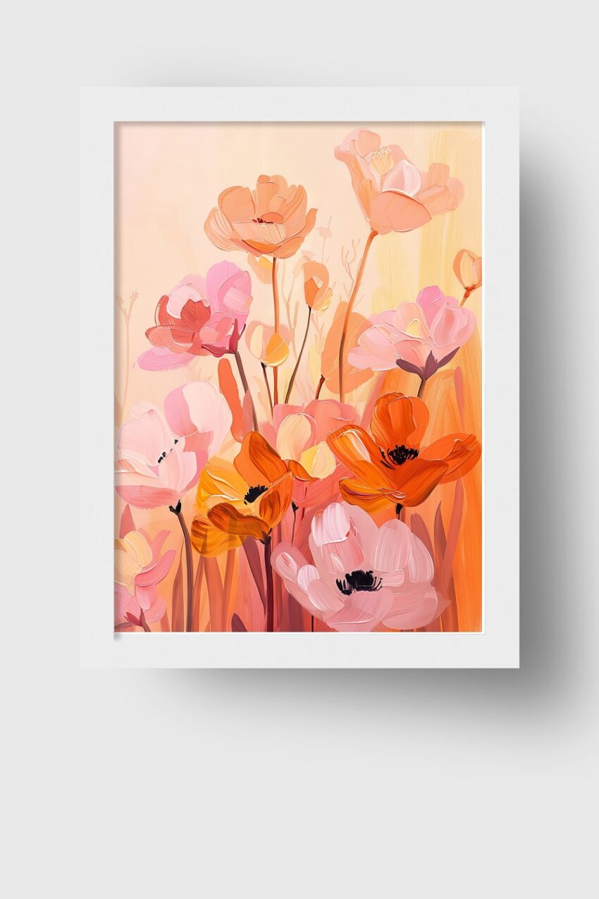 Digitale Kunst Poster Mohnblumen Feld orange rosa