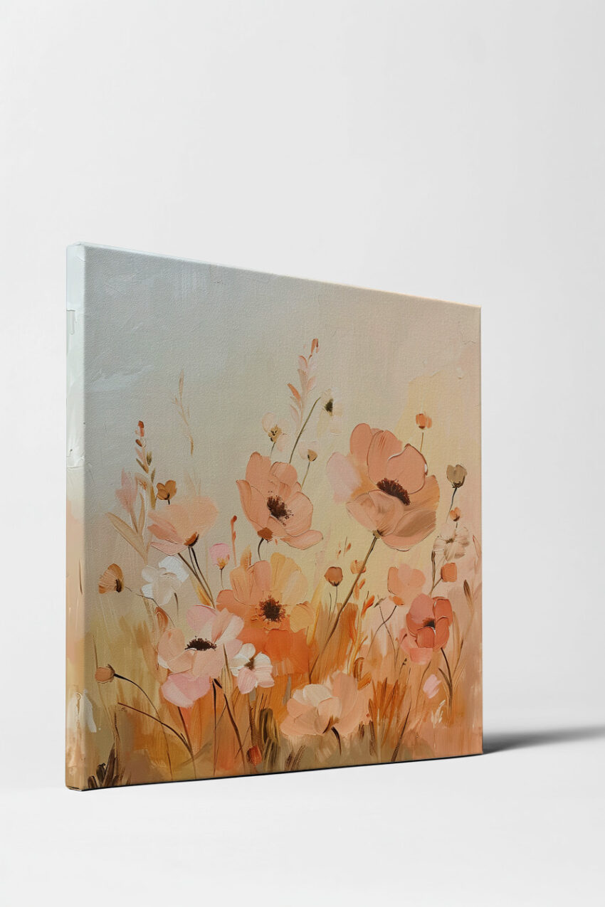 Malerei Poster Mohnblumenfeld zart warmorange