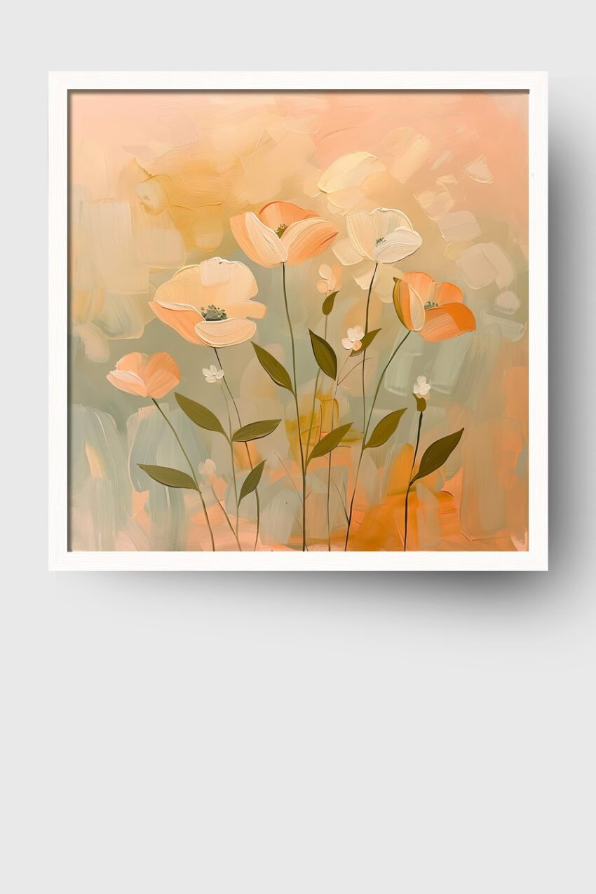 Illustration Poster Mohnblumen Pastellfarben sanft