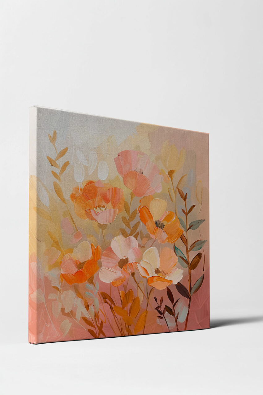 Illustration Poster Blumen warm orange pastell