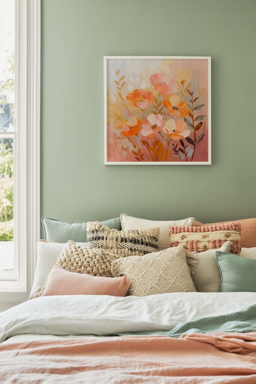 Illustration Poster Blumen warm orange pastell