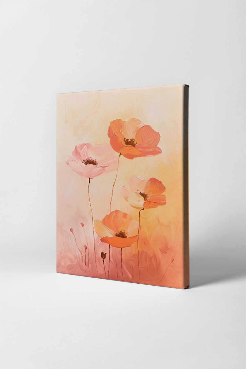 Malerei Poster Mohnblumen pastell orange rosé