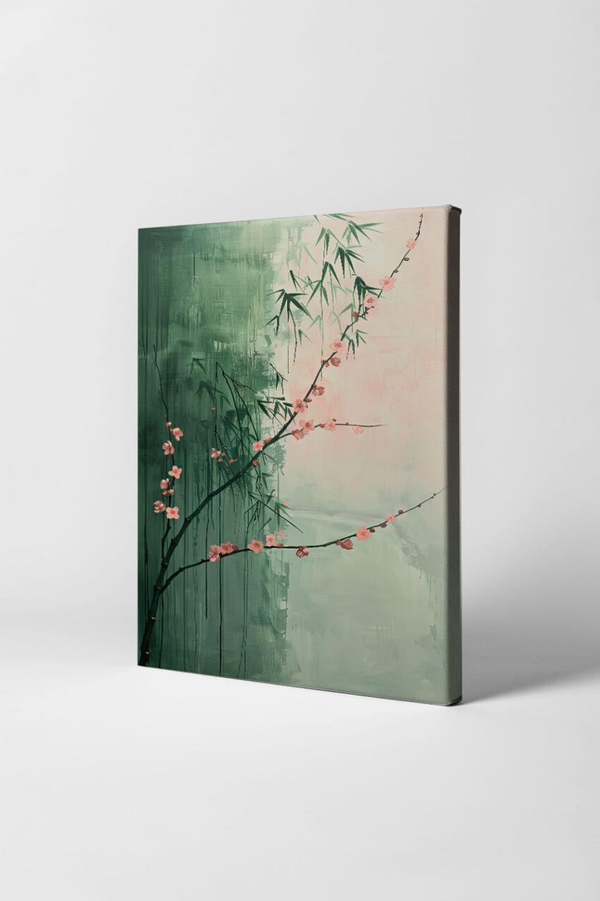 Illustration Poster Kirschblüte zart rosa grün minimalistisch