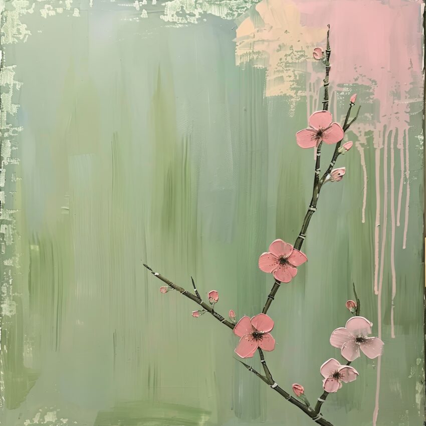 Malerei Poster Kirschblüte rosa pastell minimalistisch