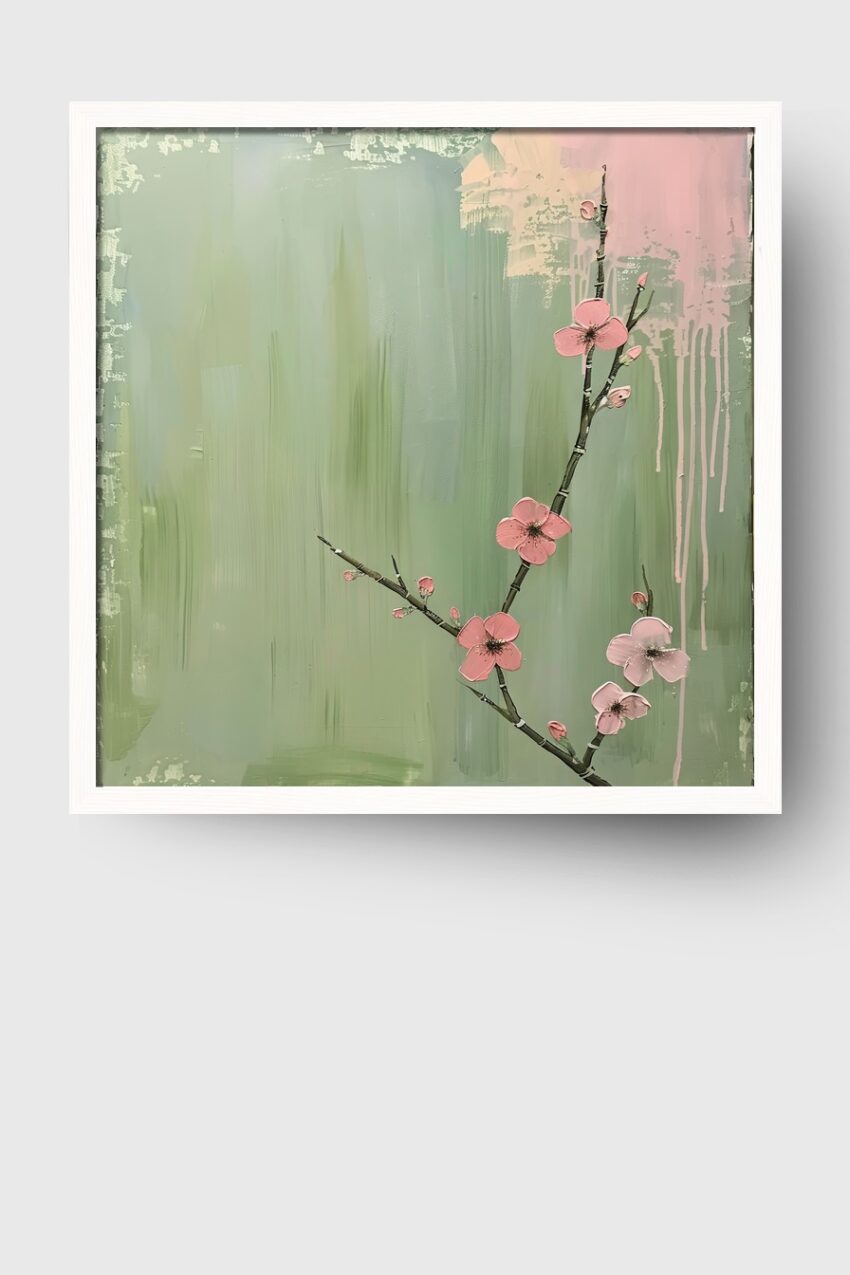 Malerei Poster Kirschblüte rosa pastell minimalistisch