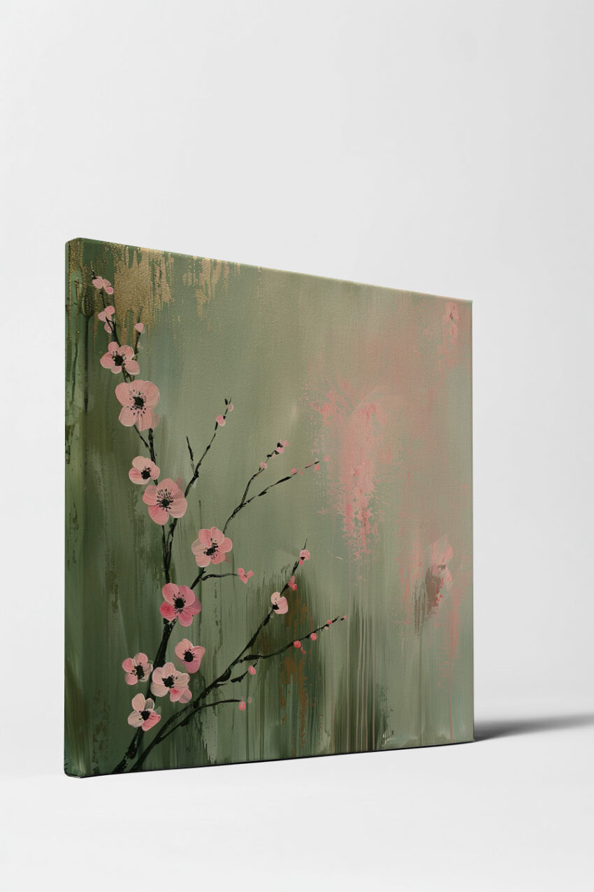 Illustration Poster Kirschblütenzweig rosa minimalistisch