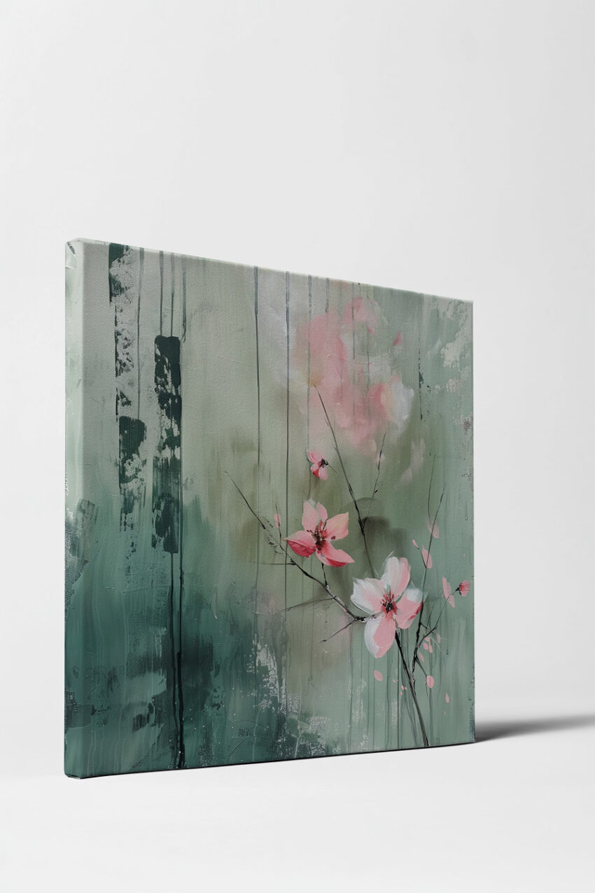 Illustration Poster Blütenzweig rosa zart minimalistisch