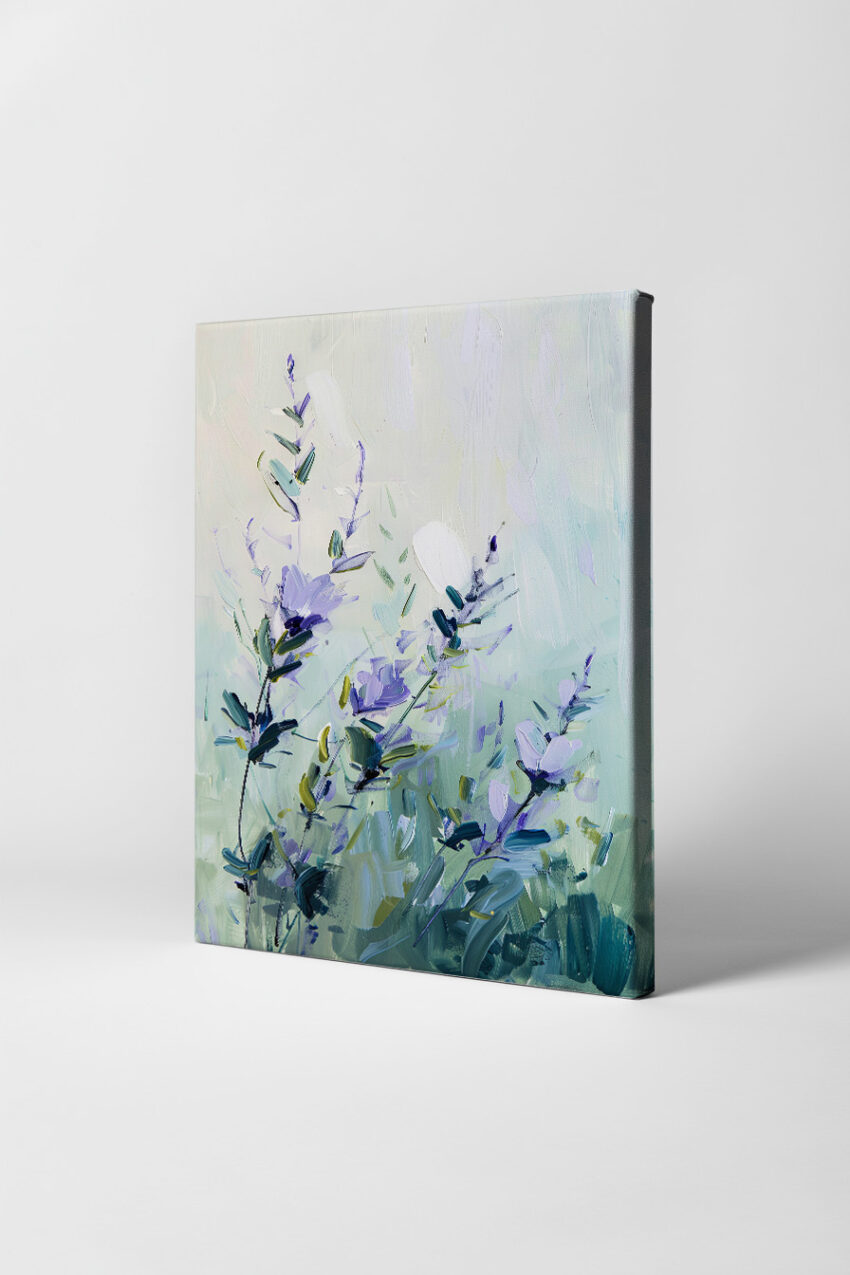 Malerei Poster Blütenzweige blau zart grün