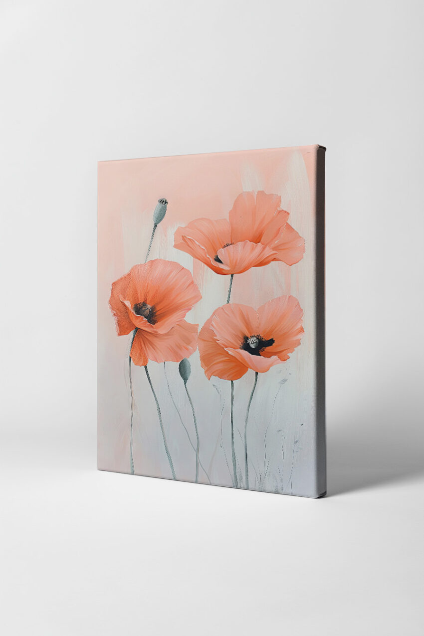 Illustration Poster Mohnblüten orange pastell minimalistisch