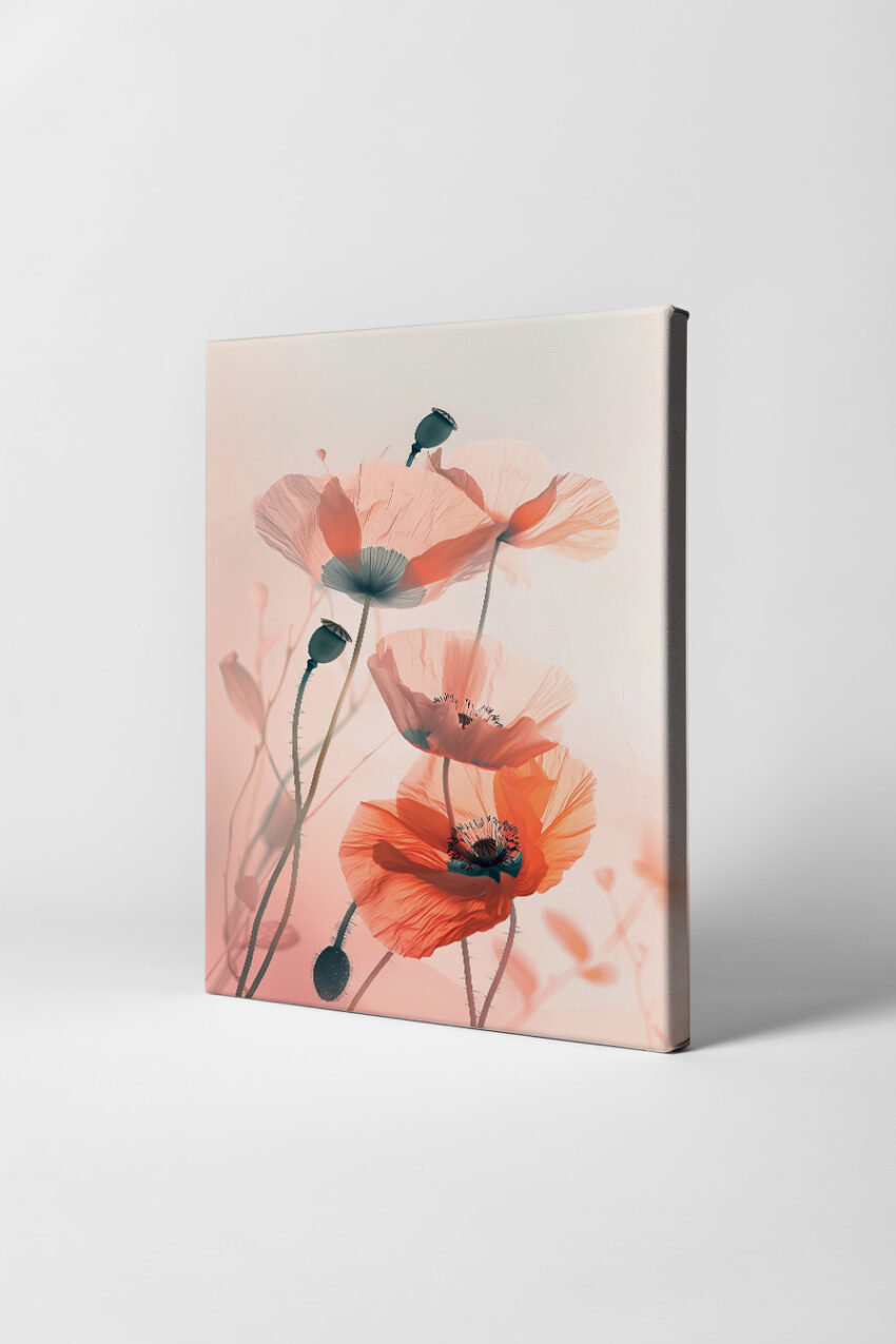 Digitale Kunst Poster Mohnblume zart pastellfarben transparent