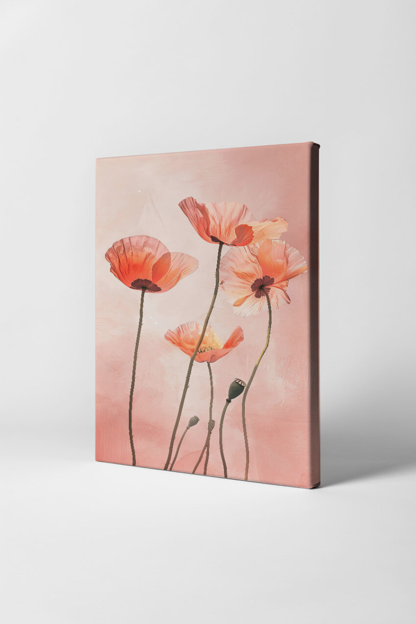 Illustration Poster Mohnblumen zart pastellfarben