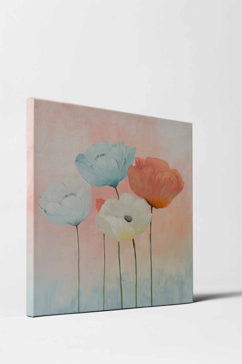 Illustration Poster Mohnblumen zart pastellfarben