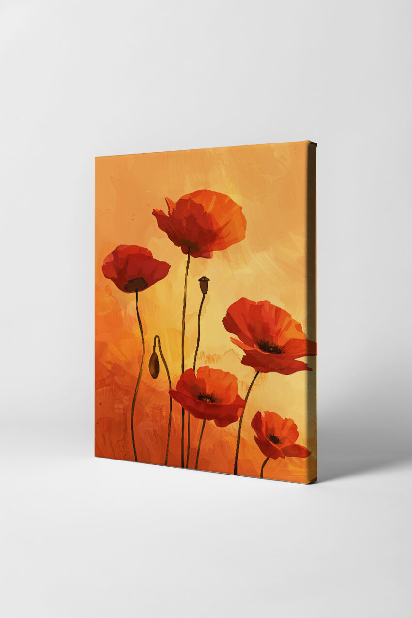 Digitale Kunst Poster Mohnblüte rot warm