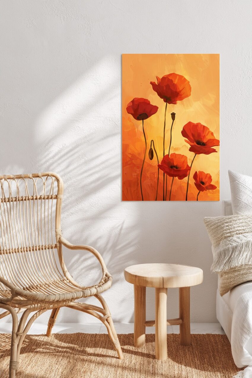 Digitale Kunst Poster Mohnblüte rot warm