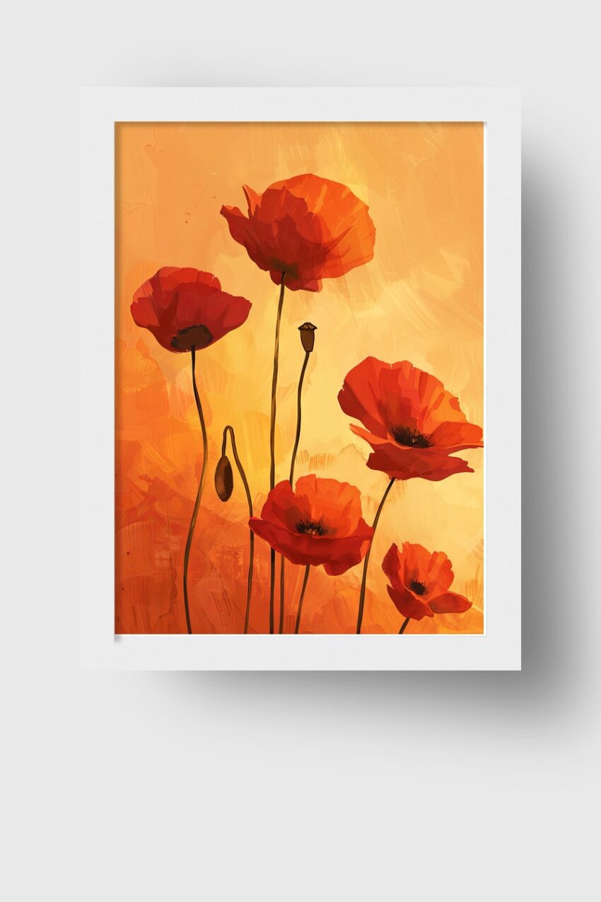 Digitale Kunst Poster Mohnblüte rot warm