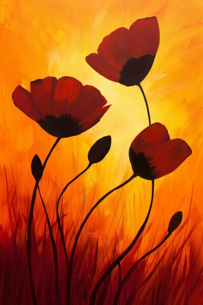 Rote Mohnblume Gerahmt