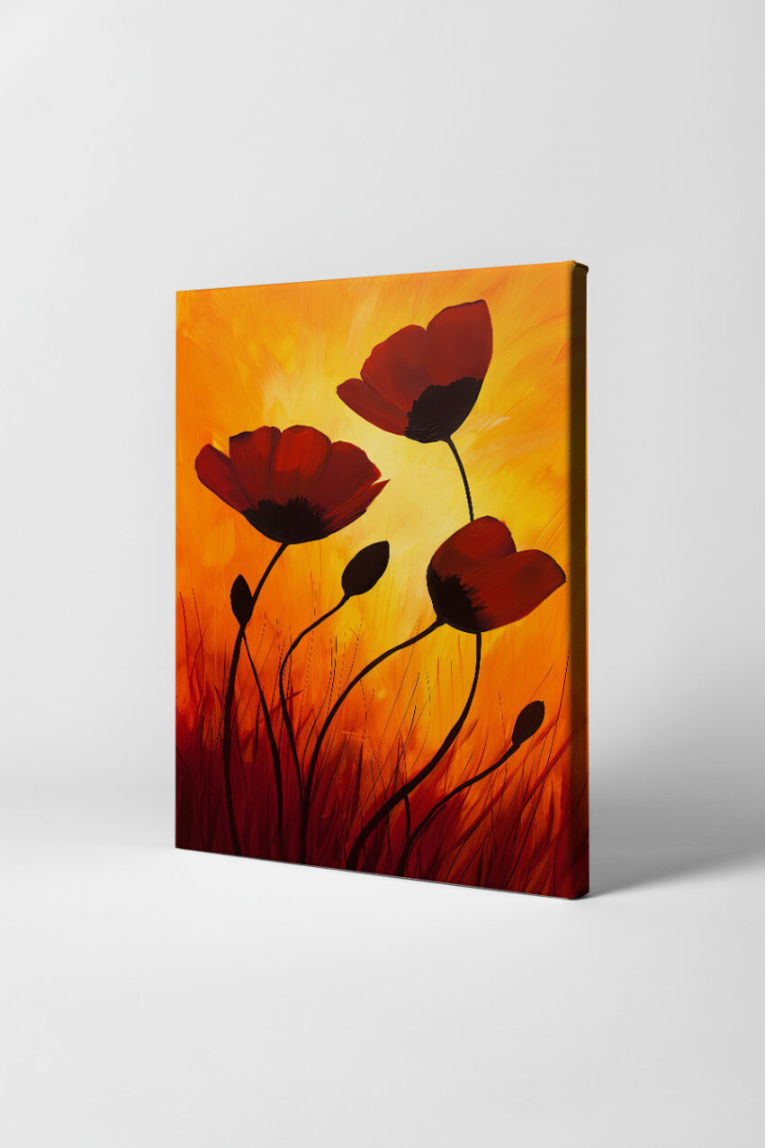 Malerei Poster Mohnblume rot orange leuchtend