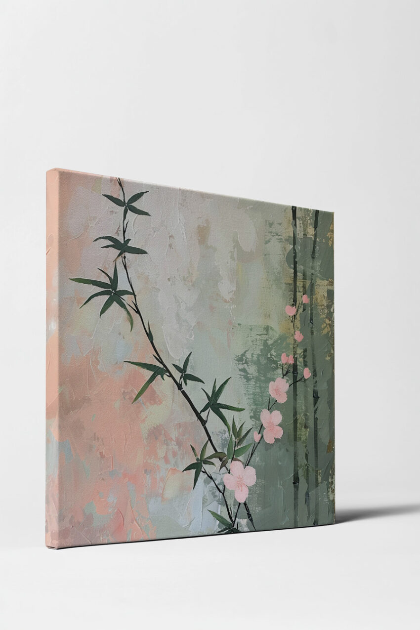 Illustration Poster Kirschblütenzweig zart rosa grün pastell