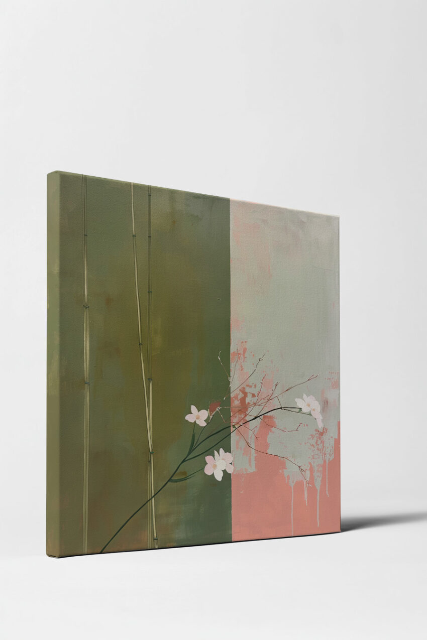 Illustration Poster Zweig Blüten pastell minimalistisch