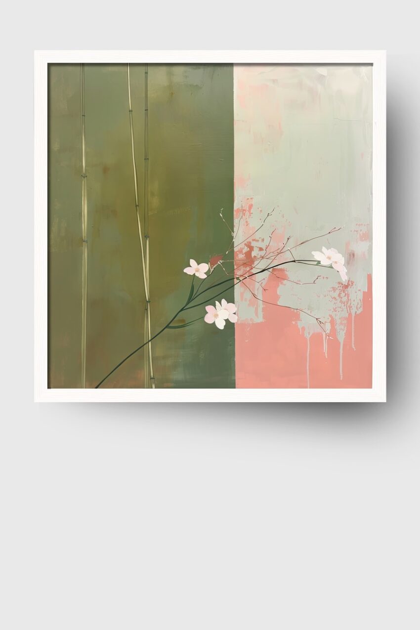 Illustration Poster Zweig Blüten pastell minimalistisch