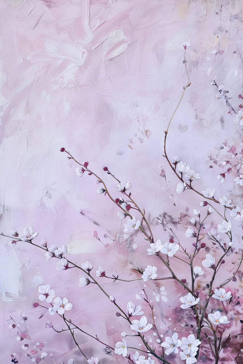 Illustration Poster Magnolie weiß rosa minimalistisch