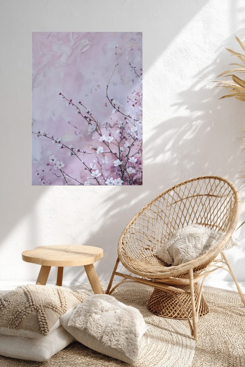 Illustration Poster Magnolie weiß rosa minimalistisch