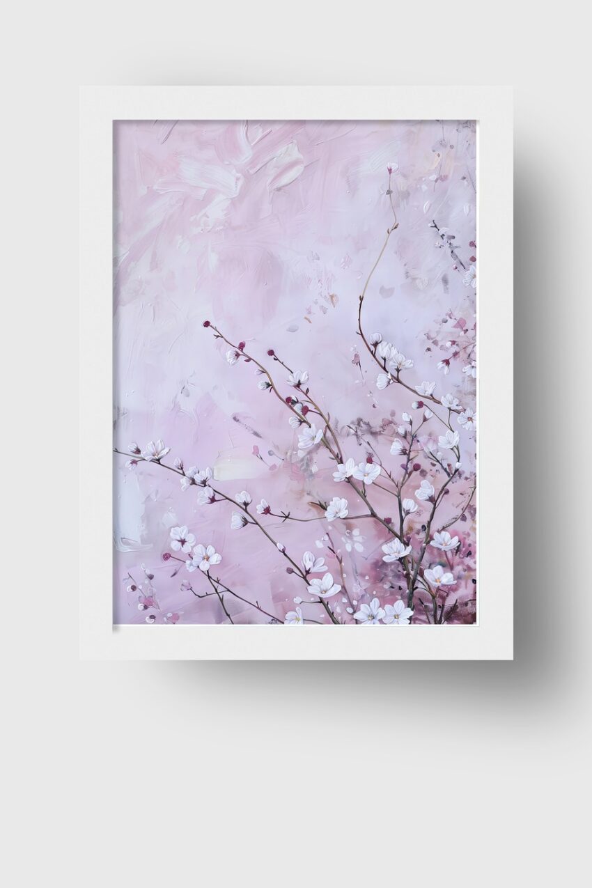 Illustration Poster Magnolie weiß rosa minimalistisch