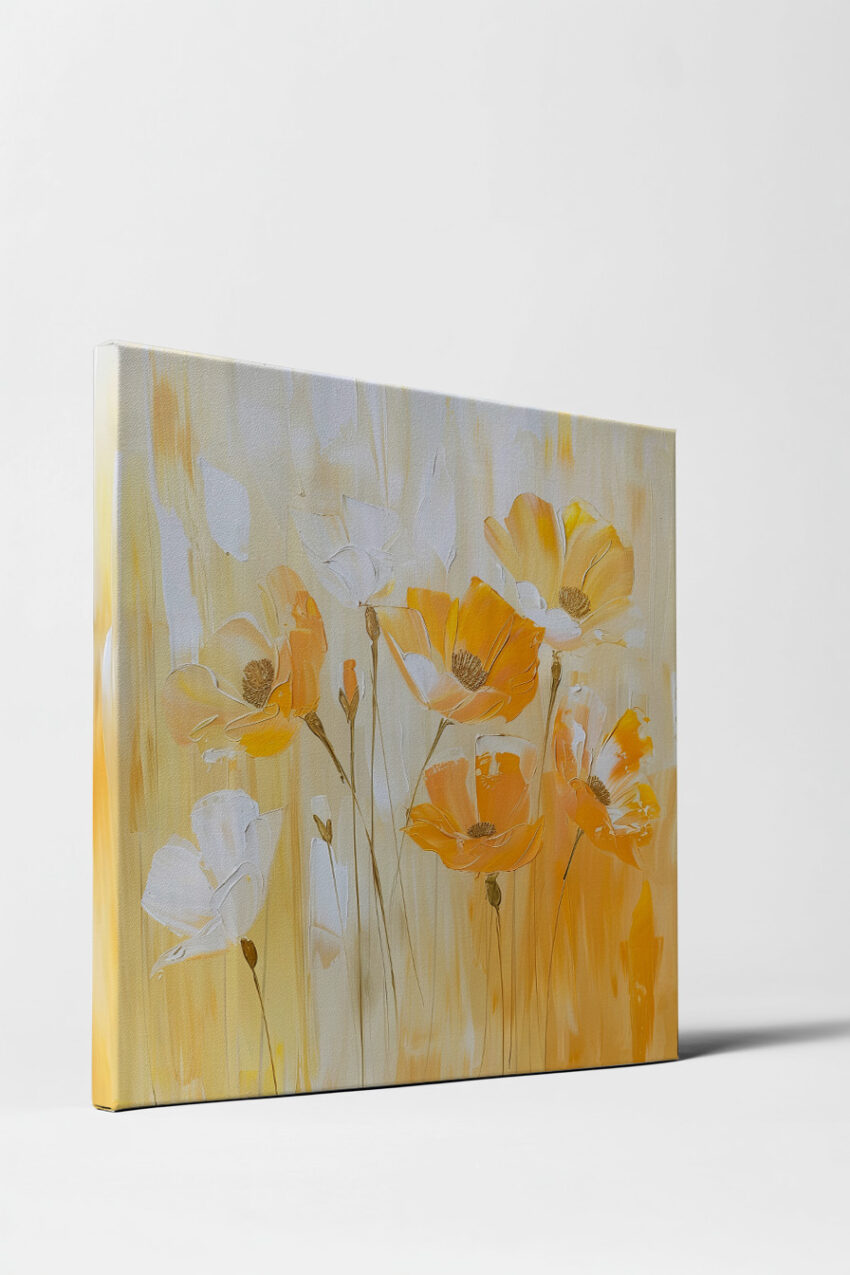 Malerei Poster Mohnblumen orange weiß