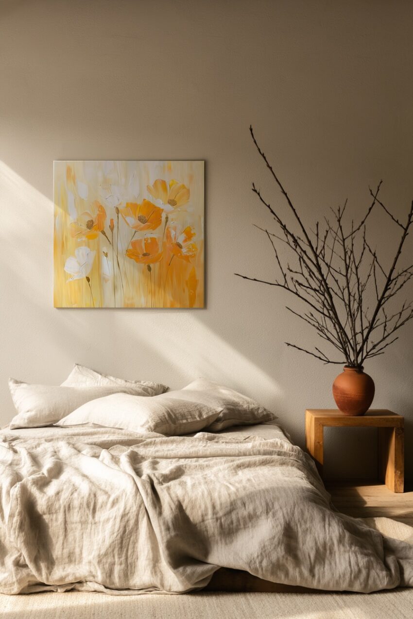 Malerei Poster Mohnblumen orange weiß