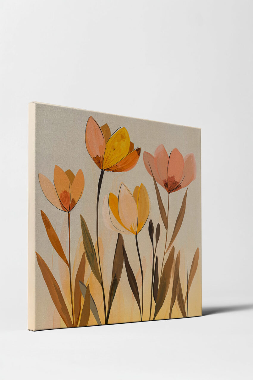 Illustration Poster Frühlingsblüten orange gelb zart