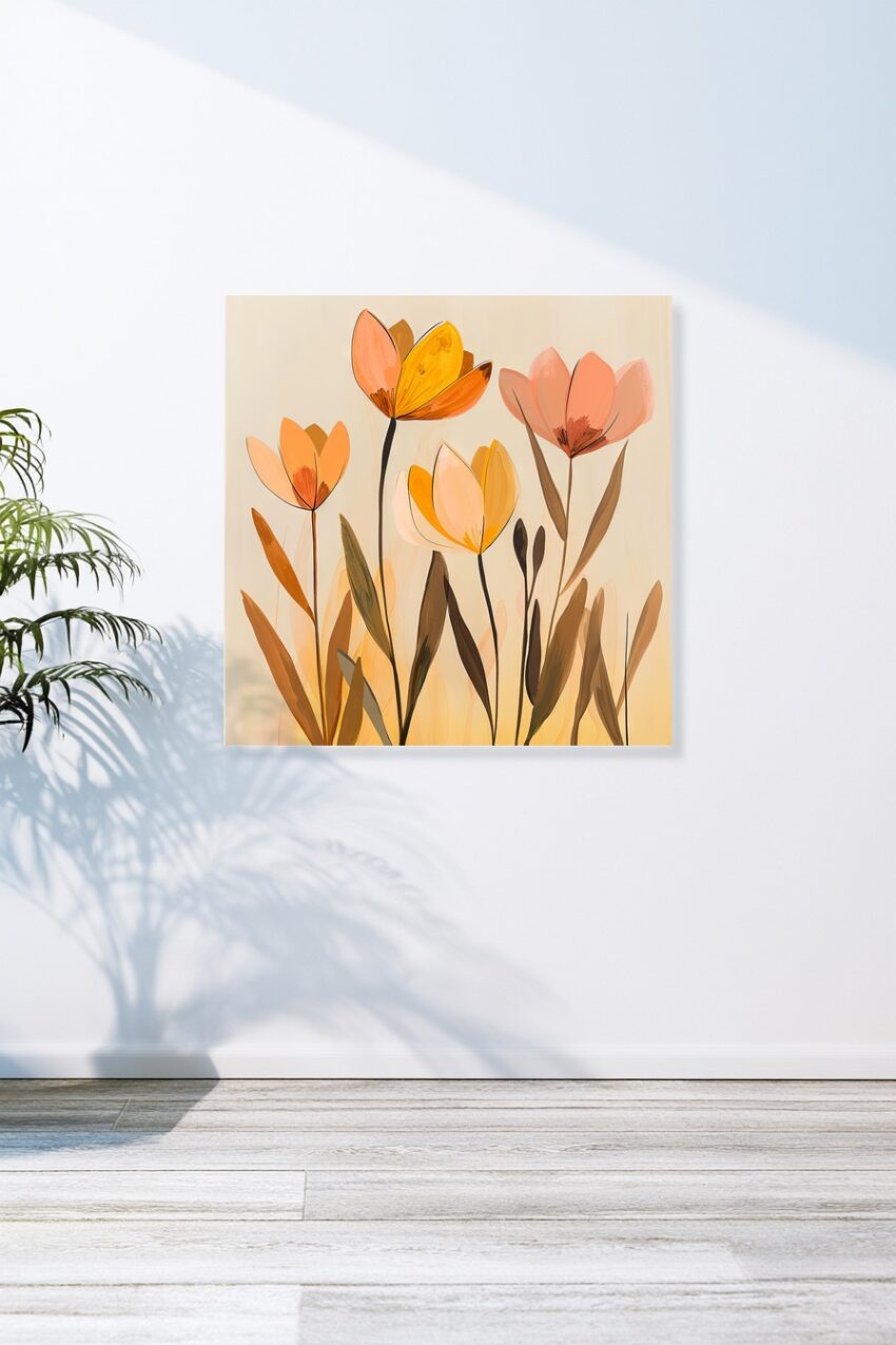 Illustration Poster Frühlingsblüten orange gelb zart